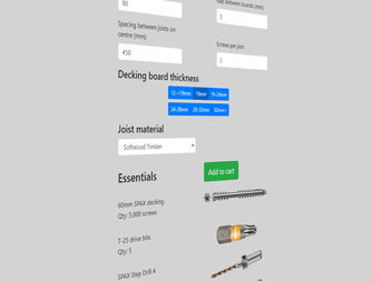 Decking screw calculator